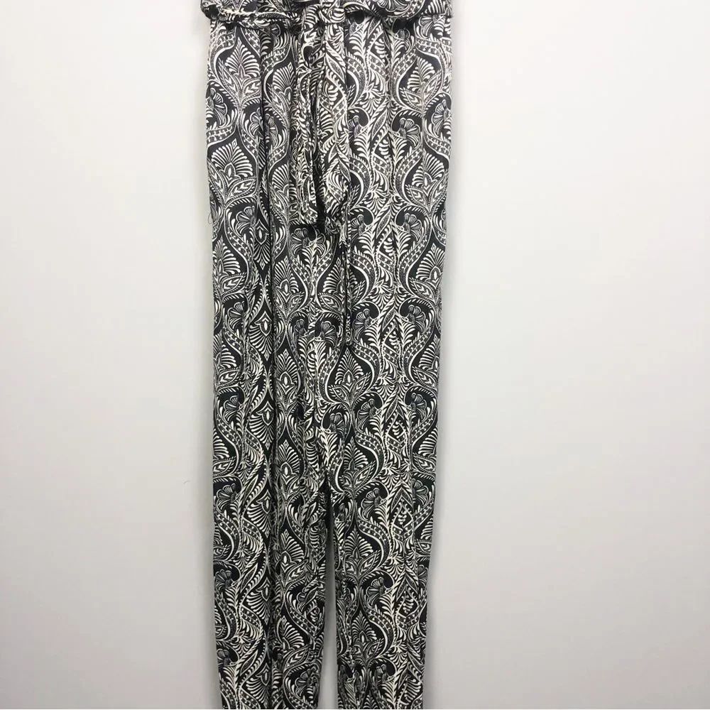 ANTHROPOLOGIE | Zadie Black & White Patterned Belted Jumpsuit Women’s Size 0 - Picture 7 of 14